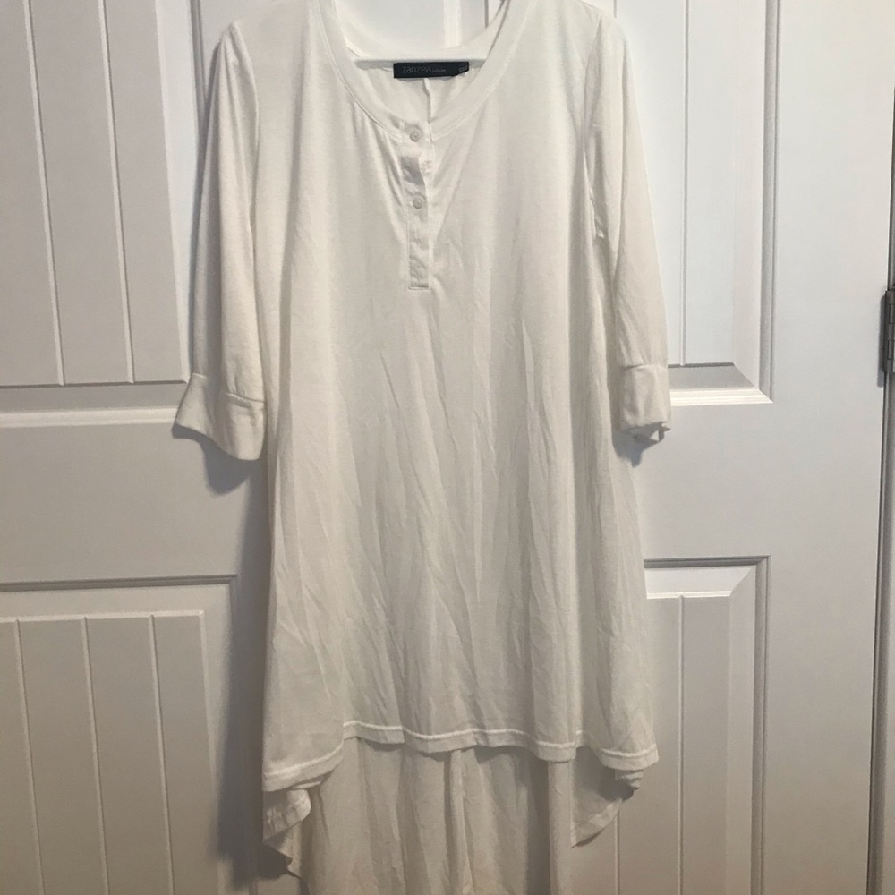 Zanzea Collections long white shirt dress US12